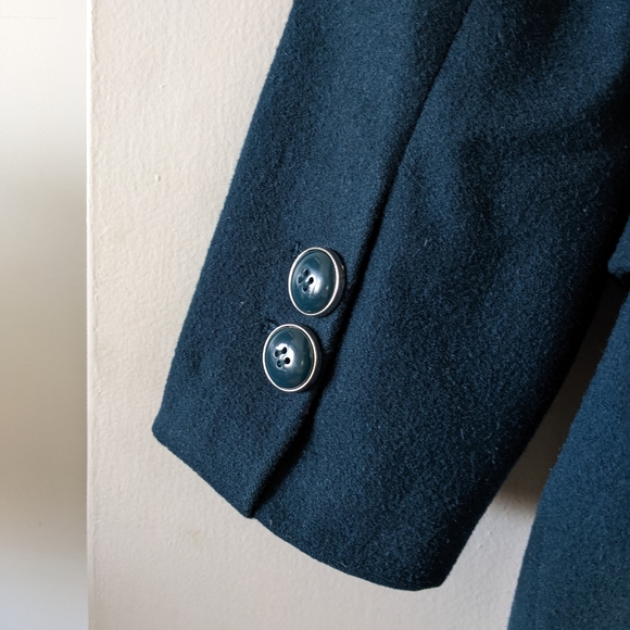 Dark blue green wool blend coat - Picture 6 of 9